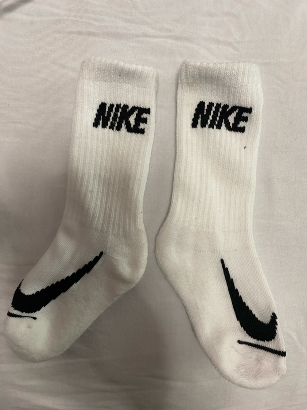 Nike • White • Crew Athletic Socks with Black Logo - Fit Toddler size 8,9,10